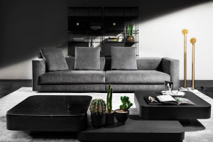 Диван с кожаной или тканевой стойкой для журналов