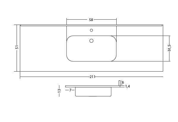 Встраиваемый умывальник из смолы Gaia Mobili Complements ARCH-00028734 - Вид №2
