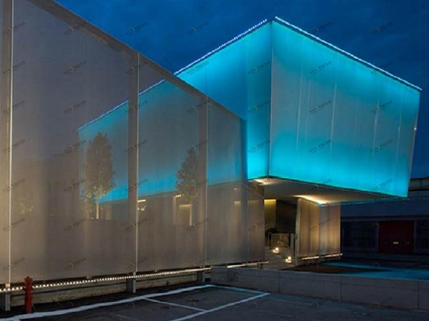 Solaris Tende Текстильный фасад с натяжным полотном и светодиодной подсветкой Facetex sun-id-1498328
