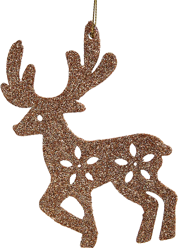 87036490 Елочная игрушка Олень блестящий 10x8 цвет коричневый STLM-0956461