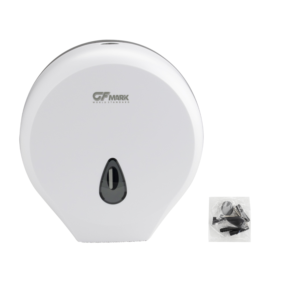 GFmark - Диспенсер для туалетной бумаги - барабан, ПРЕМИУМ, пластиковый, БЕЛЫЙ, с глазком - капля, с ключом, код: 915  - Вид №7