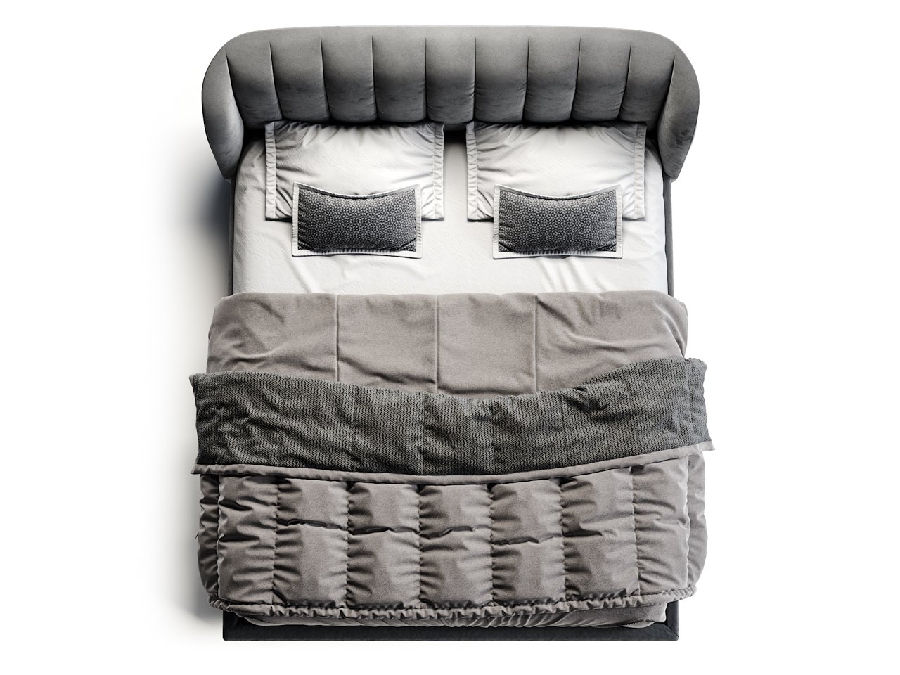 Кровать двуспальная 180х200 темно-серая Tulip THE IDEA ДИЗАЙНЕРСКИЕ 210655 Серый  - Вид №2