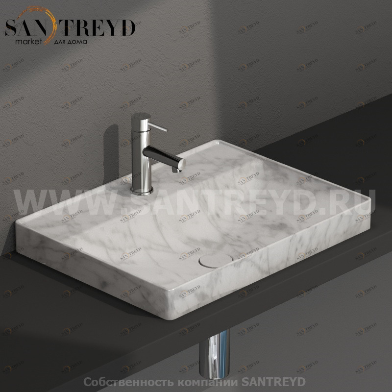 B6R62MC Встроенная раковина под столешницу прямоугольная Ceramica Globo T-EDGE