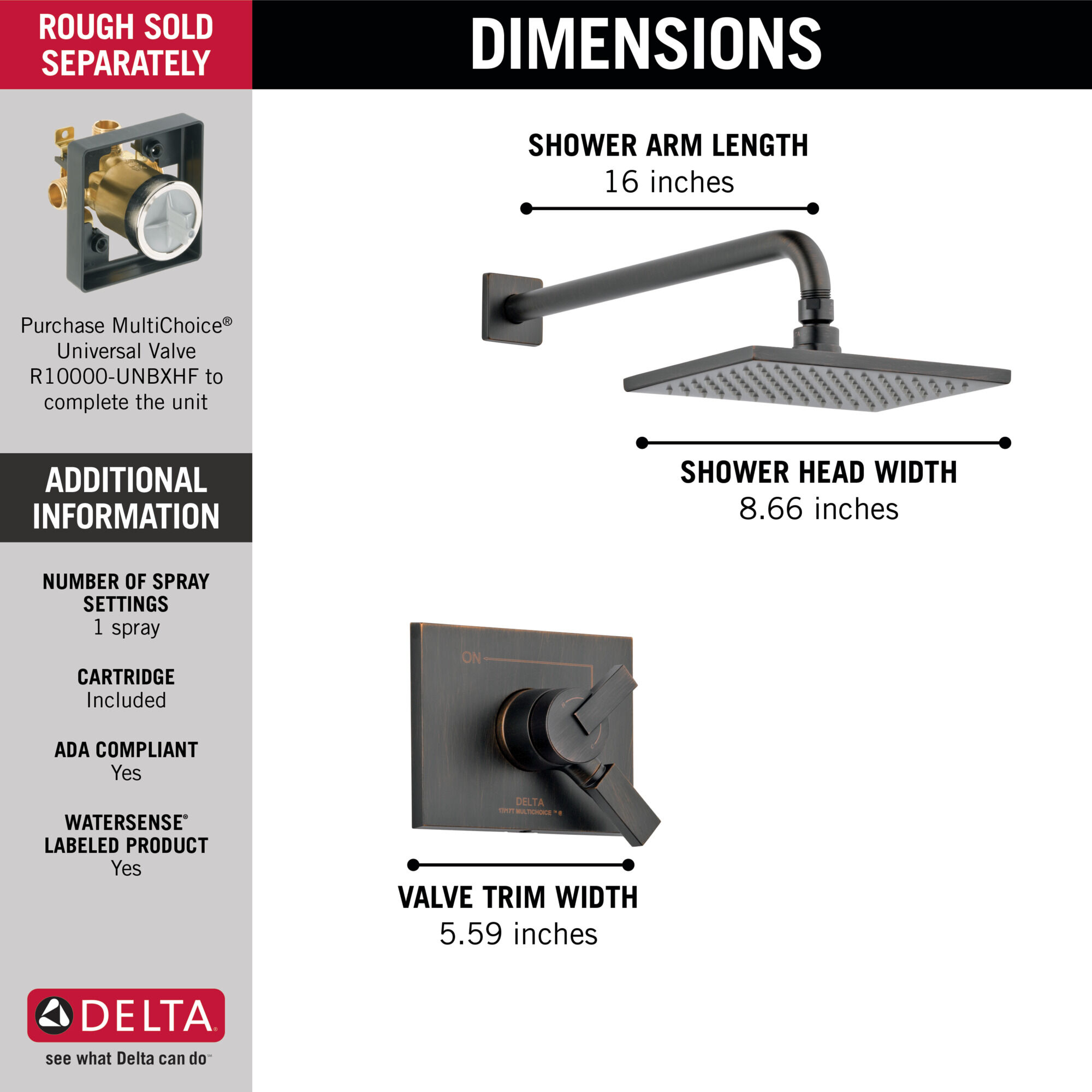 T17253-RB-WE Облицовка для душа Monitor® серии 17 Delta Faucet Vero Венецианская бронза - Вид №1