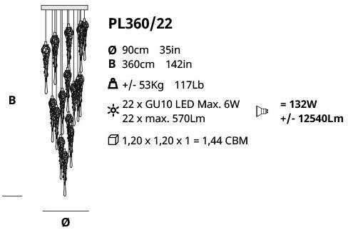 Serip Бронзовый потолочный светильник ручной работы Liquid Pl360/22 - Вид №1