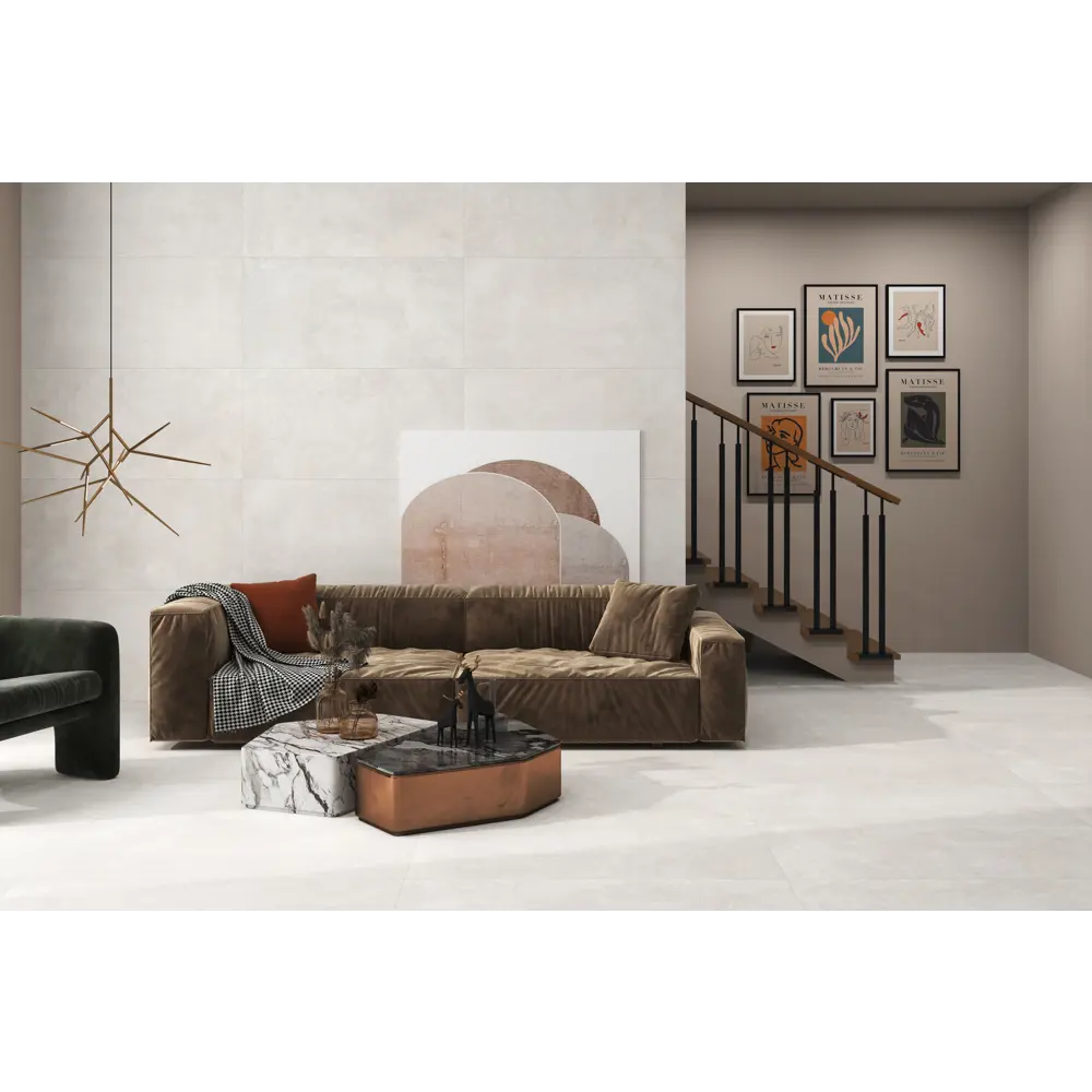 Глазурованный керамогранит Newcon Bianco 60x120 см 1.44 м² матовый цвет белый Santreyd STLM-2142170 - Вид №3