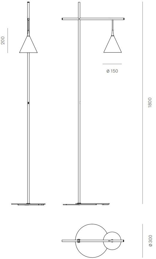 Firmamento Milano Светодиодный торшер для чтения из алюминия Cono Cg-050fxs-xx- - Вид №1