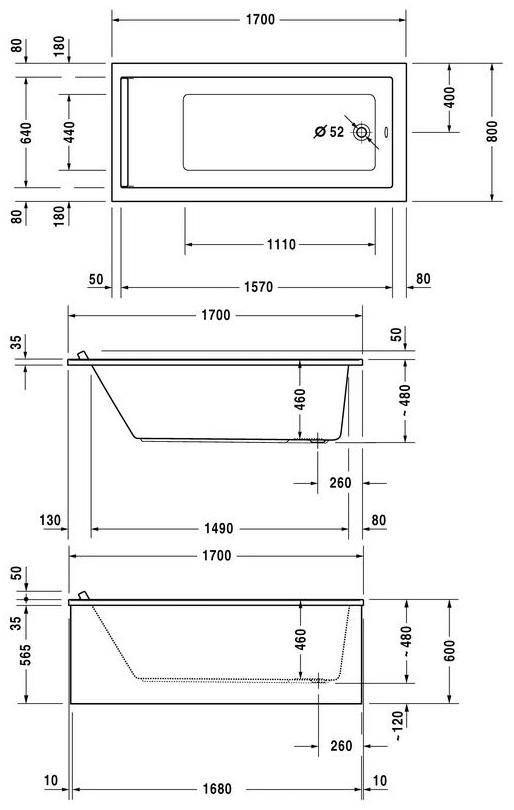 Duravit Прямоугольная акриловая ванна Starck 700336 - Вид №4
