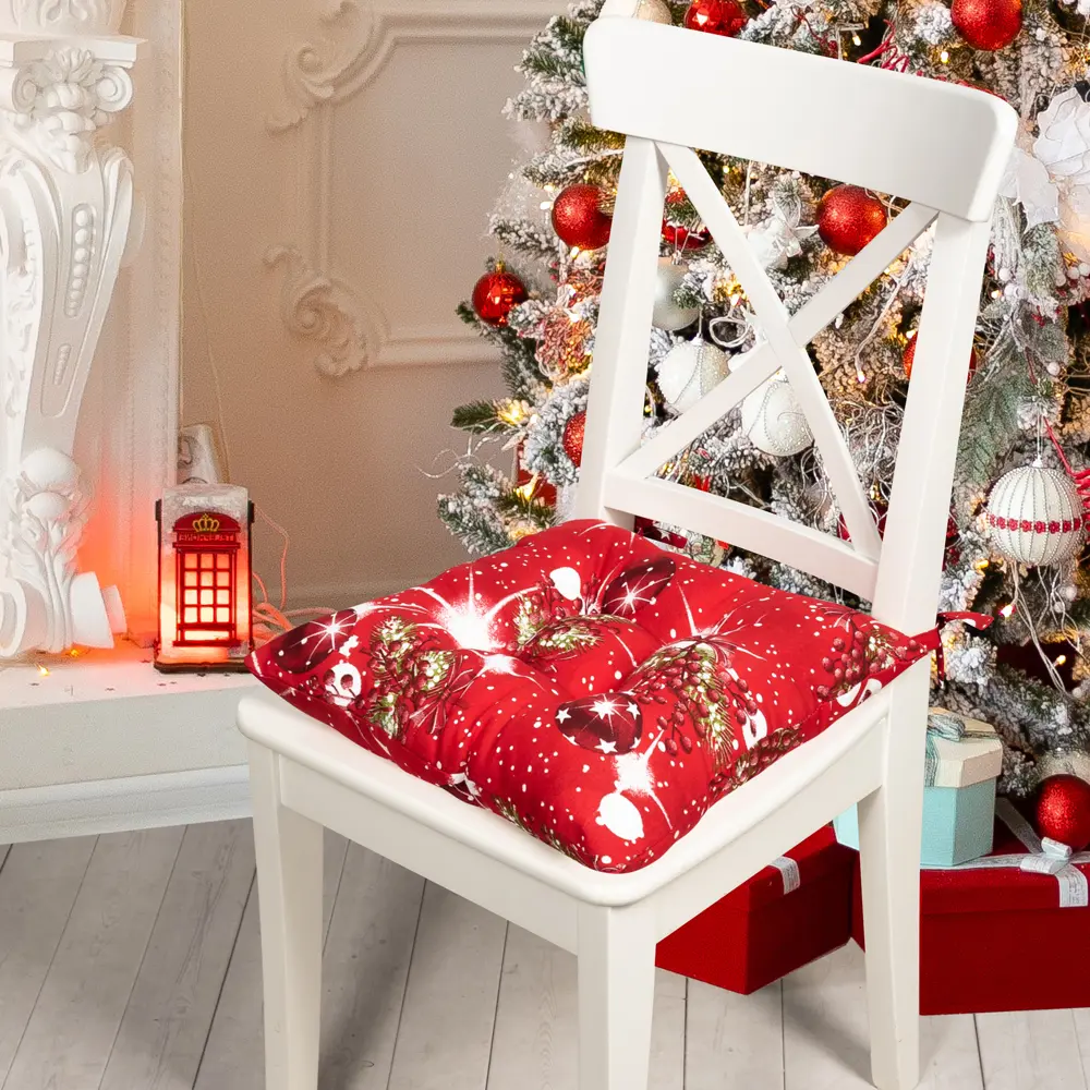 Подушка для стула "Джингл белл" 40x40 см цвет красный Altali STLM-2160870 - Вид №1