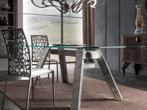 CorteZari Прямоугольный стеклянный стол Zoe gold 253-vr9