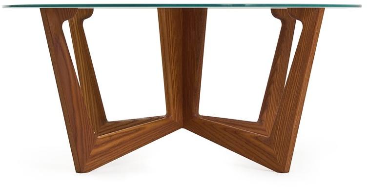 KARN Круглый журнальный столик из массива дерева и стекла Karn design Kt80 - Вид №2