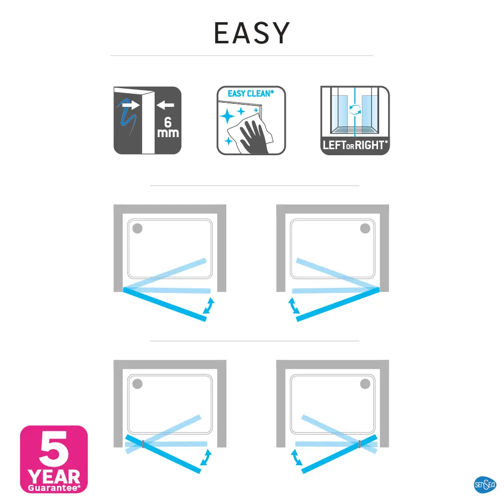 Стекло для распашной душевой двери Sensea Easy 100 см прозрачное, цвет профиля на выбор 85868675 STLM-2003960 - Вид №34