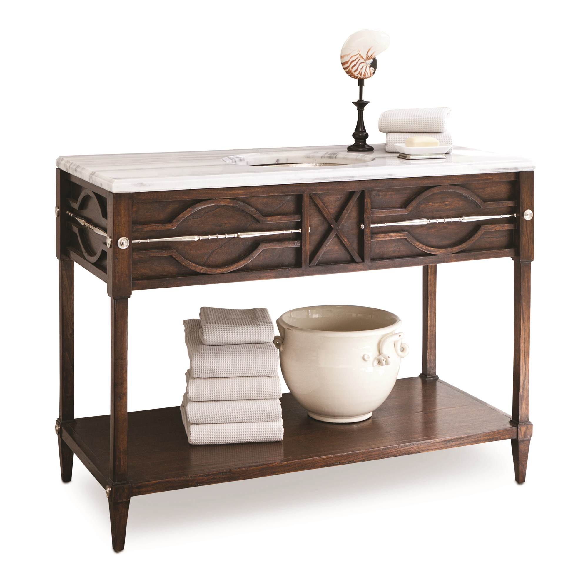 Тумбочка, большая (от 37 до 59,5) 17554-110-401 Spindle Sink Chest - Walnut Ambella  - Вид №1