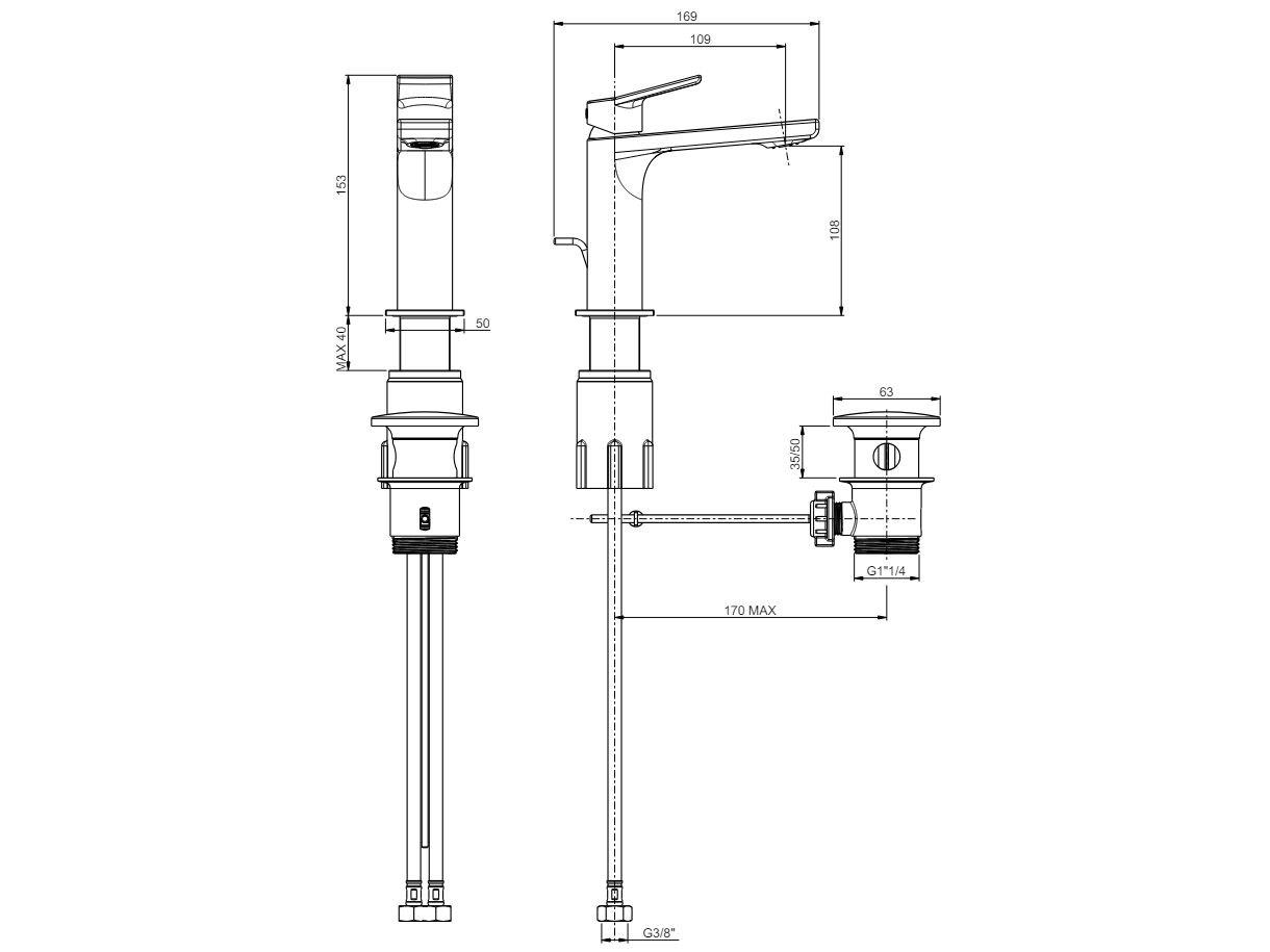 Однорычажный смеситель для раковины с раковиной Rubinetterie Frattini Gintonic ARCH-00040735 - Вид №8