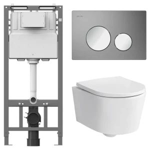 Комплект инсталляции AM.PM Tech с безободковым унитазом Sensea Neo клавиша AM.PM Tech L хром