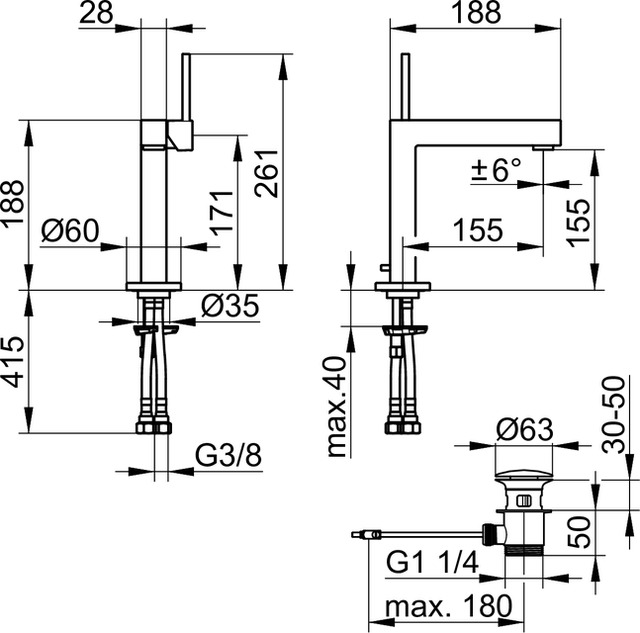59002010000 Однорычажный смеситель для умывальника 150 KEUCO Edition 90 - Вид №2