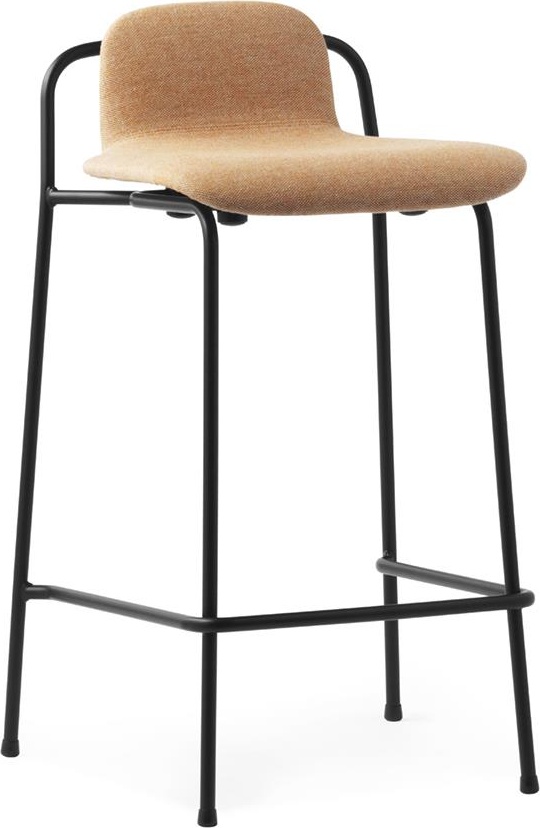 601938 Барный стул 65 см, полная обивка, черная сталь / лен Main Line Normann Copenhagen Studio