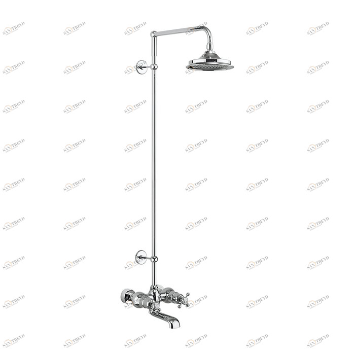 Душевая стойка c внешним термостатом, настенный BT2WS c душевой насадкой 6'' Tay Burlington T2WS, V16, V22/ARCV22 CHR 