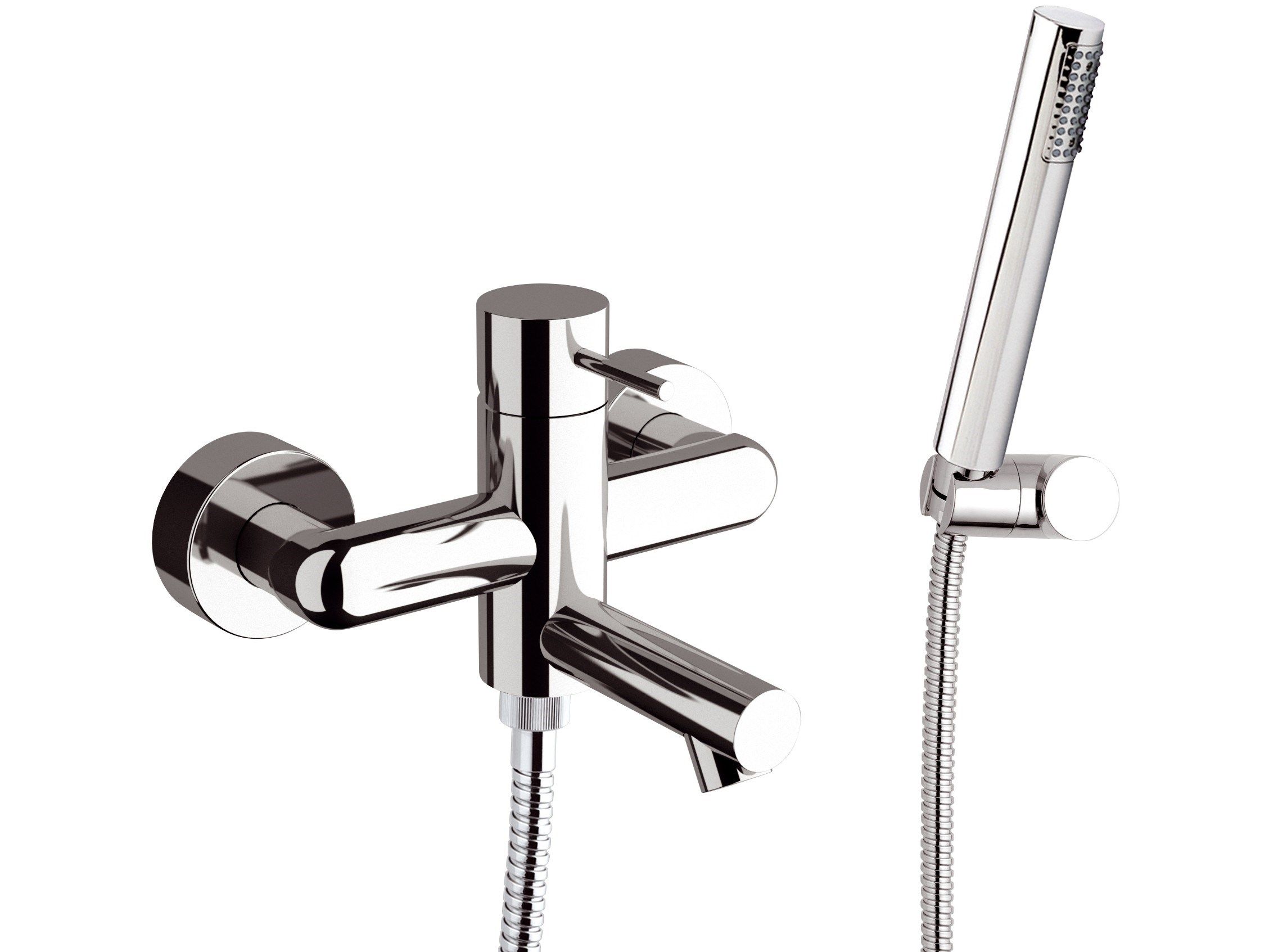 Латунный настенный набор для ванны с 2 отверстиями и ручным душем Rubinetterie Mariani Ultraminimal ARCH-00083979 - Вид №1