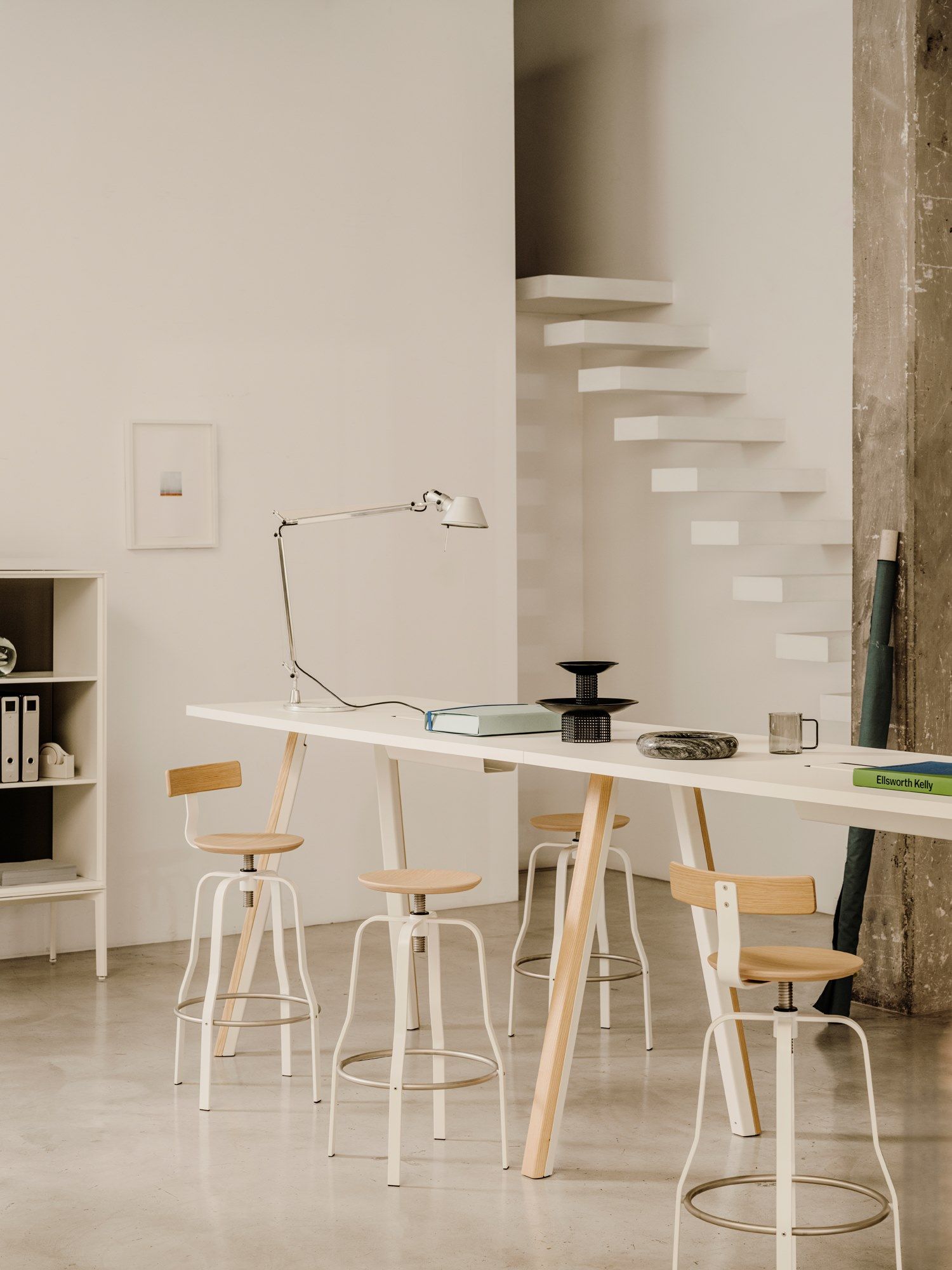 Высокий стул из стали и дерева со спинкой Lapalma круглый ARCH-00098421 - Вид №3