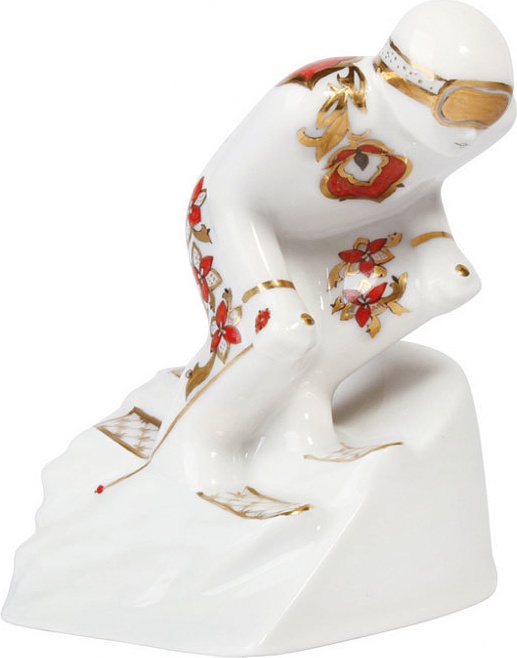 10560242 Императорский фарфоровый завод Скульптура "Горнолыжница" Твёрдый фарфор 