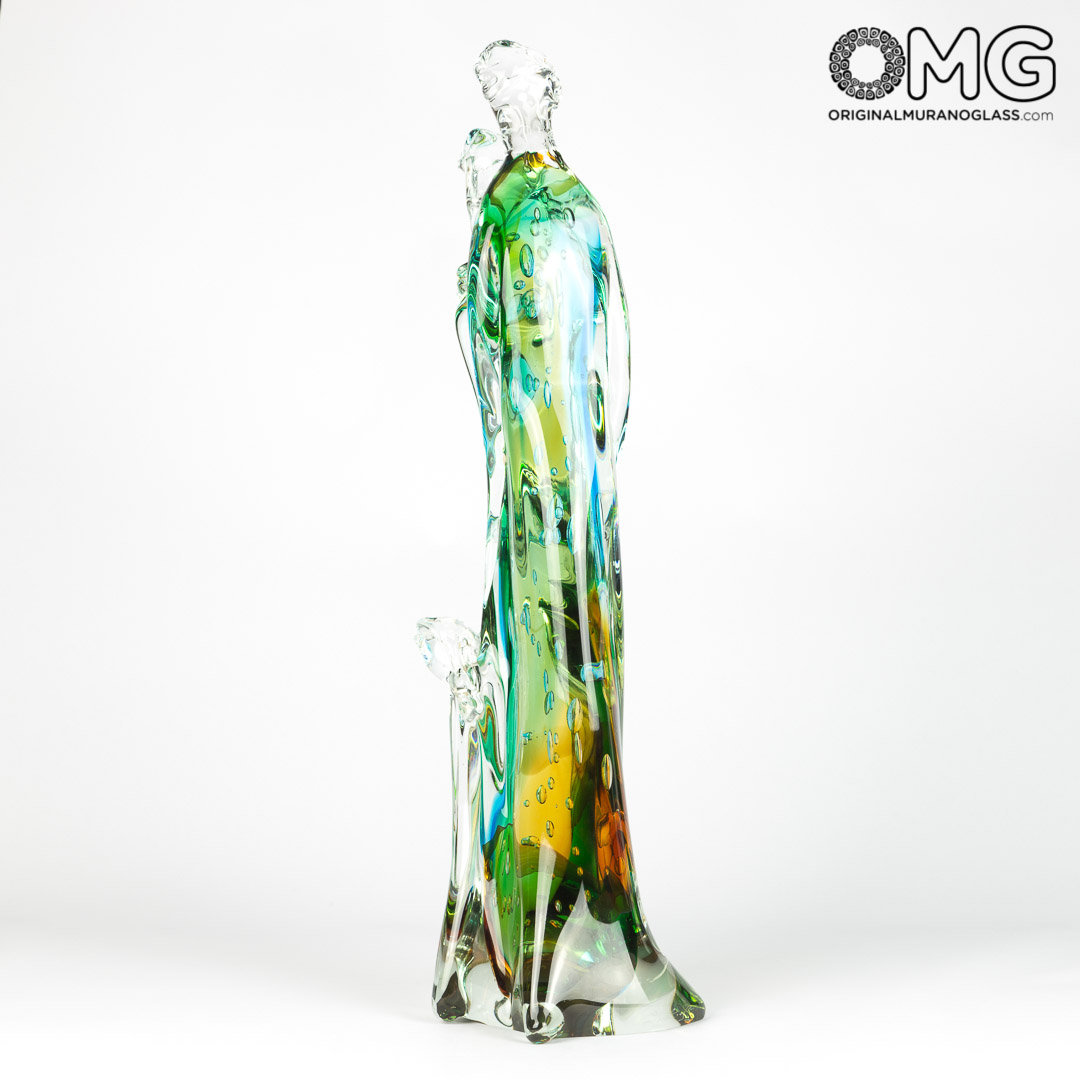 2788 ORIGINALMURANOGLASS Скульптура Семья - сине-зелёная - Original Murano Glass OMG 12 см  - Вид №1