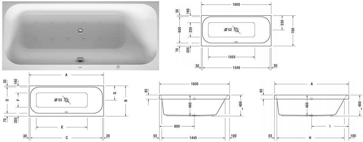 Duravit Встраиваемая акриловая ванна с гидромассажем Happy d.2 sun-id-1379775 - Вид №3