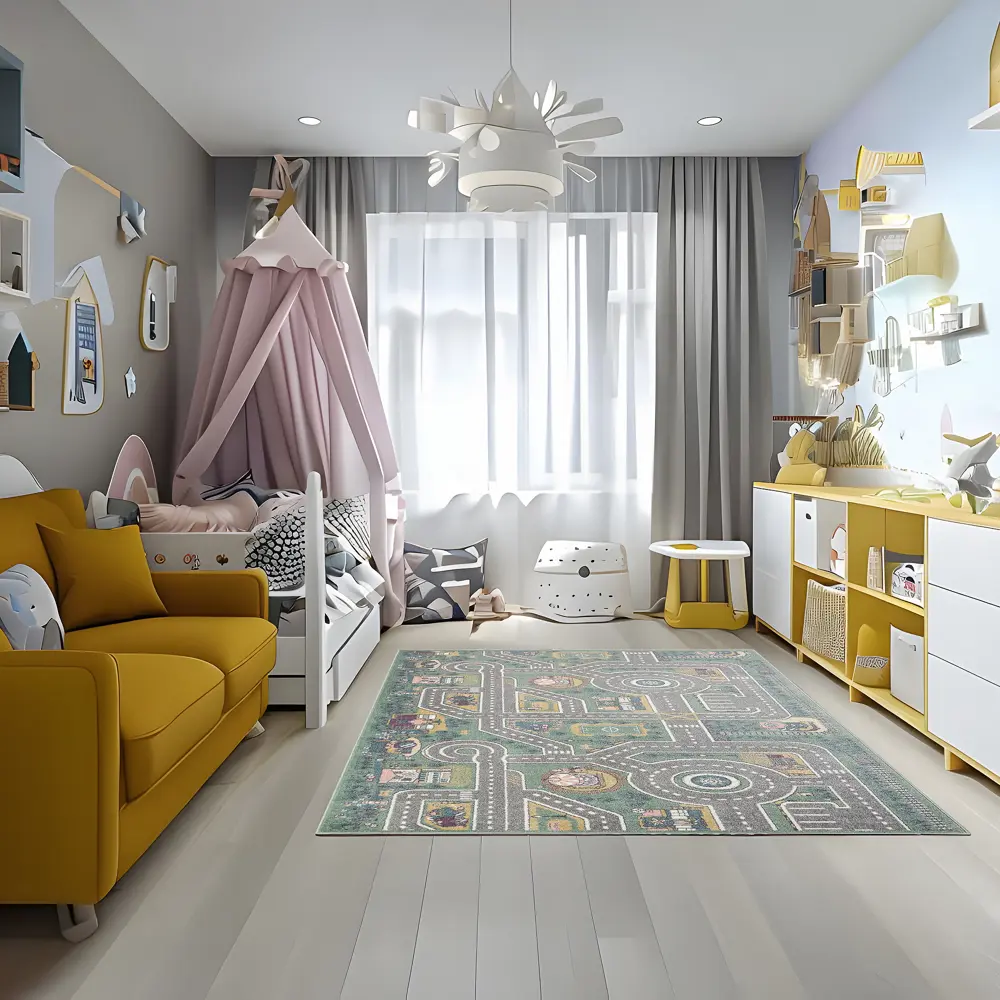 Ковер Santreyd Призма 250x350 см с ворсом FRIZE зеленый для гостиной 89376425 STLM-1456862 - Вид №5