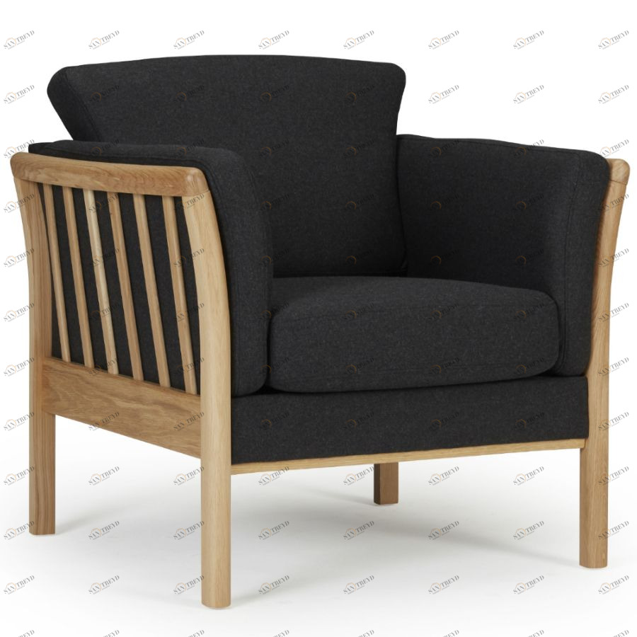 Кресло Aya, цельный лакированный дуб, темно-серое Kragelund 12901202525