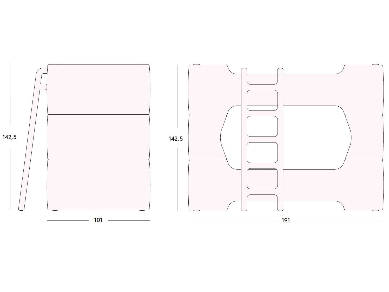 Штабелируемая двухъярусная односпальная кровать Magis BUNKY ARCH-00054796 - Вид №3