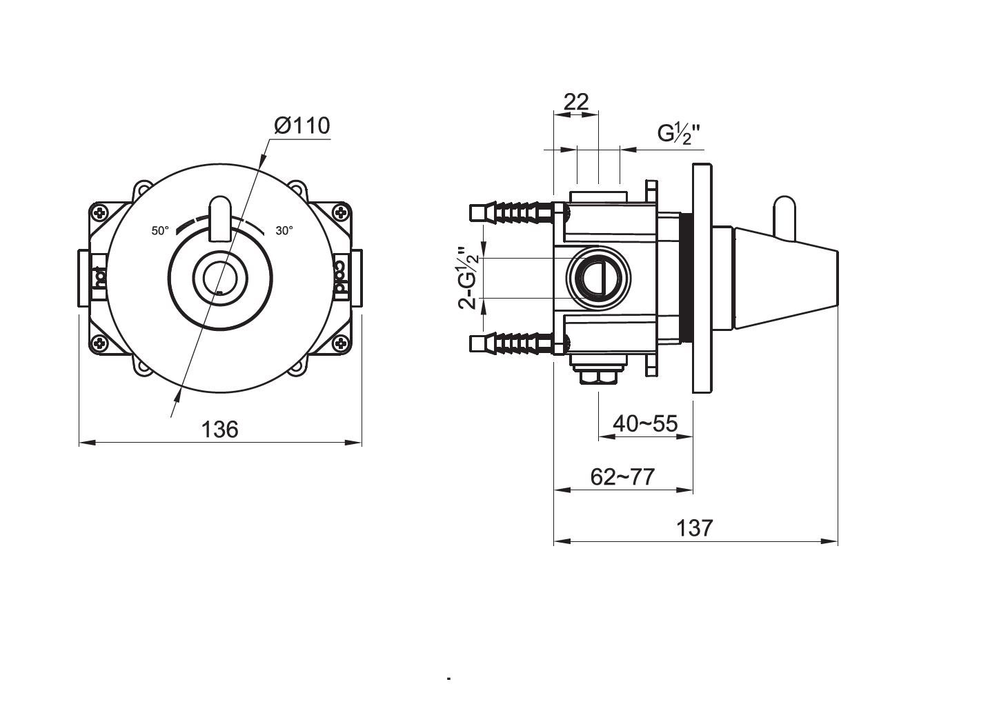 Термостатический смеситель из нержавеющей стали JEE-O конус ARCH-00025127 - Вид №2
