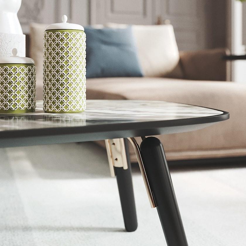 PRADDY Журнальный столик из мрамора black marquina для гостиной Hyde Tr025 - Вид №4