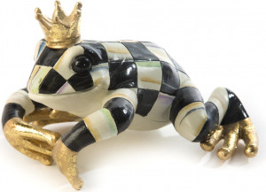 10654416 Mackenzie-Childs Украшение для кашпо Лягушка Courtly Check Полирезина