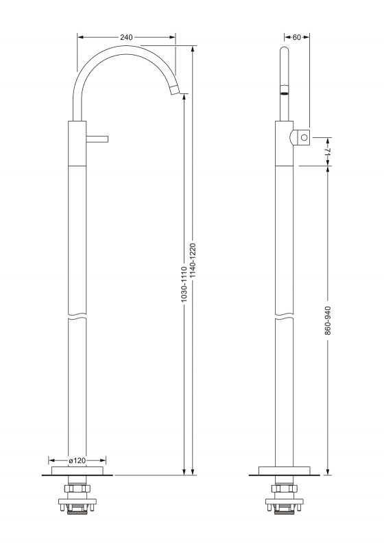 Однорычажный смеситель для раковины, напольный монтаж JOERGER Charleston Royal 619.10.854.000 - Вид №1