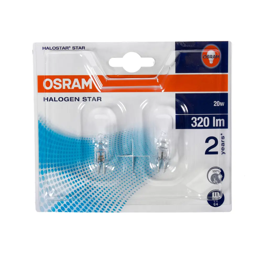Набор галогенных ламп Osram G4 20 Вт 12 В свет тёплый белый 2 шт STLM-2209259 - Вид №1