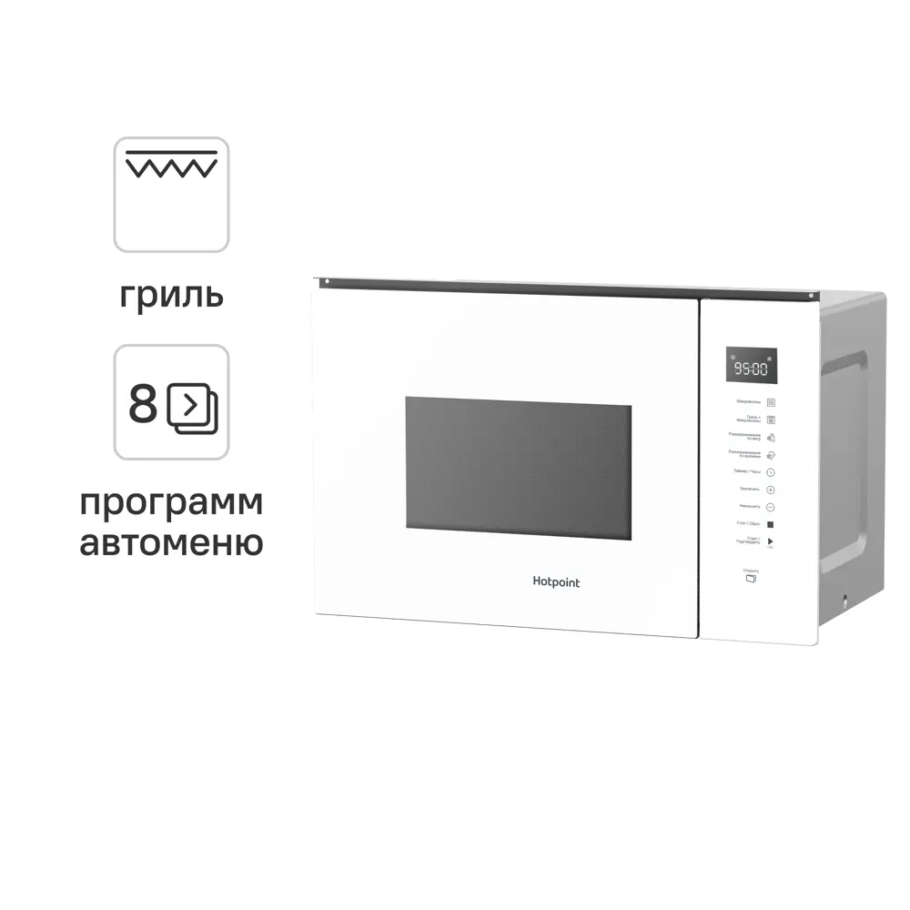 Микроволновая печь Hotpoint MF25G встраиваемая 25 л 59.4x33.3x38.7 см сенсорное управление цвет белый 89440726 STLM-2076837 