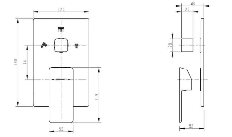 Встраиваемый смеситель 3-функц. PHILLIS P69195C-ENG bravat - Вид №1