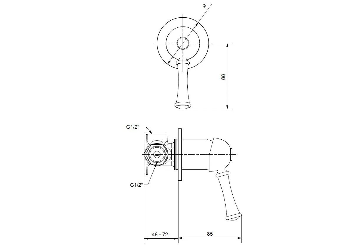 Однорычажный встраиваемый смеситель для душа Gaia Mobili Complements ARCH-00091439 - Вид №1