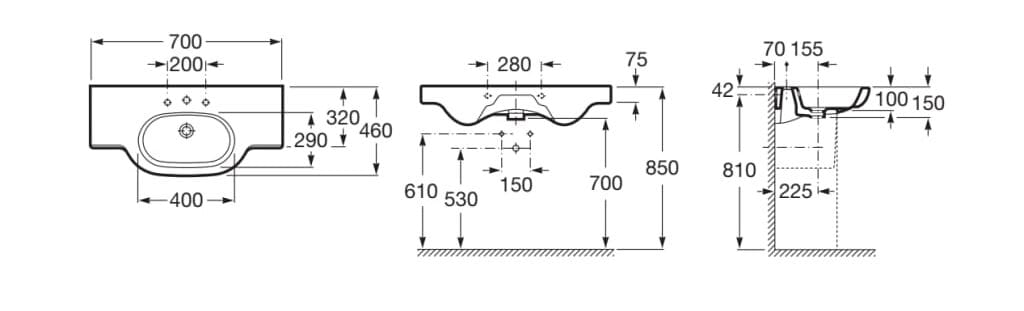 Фарфоровая одиночная овальная раковина с переливом Roca Meridian ARCH-00133501 - Вид №2