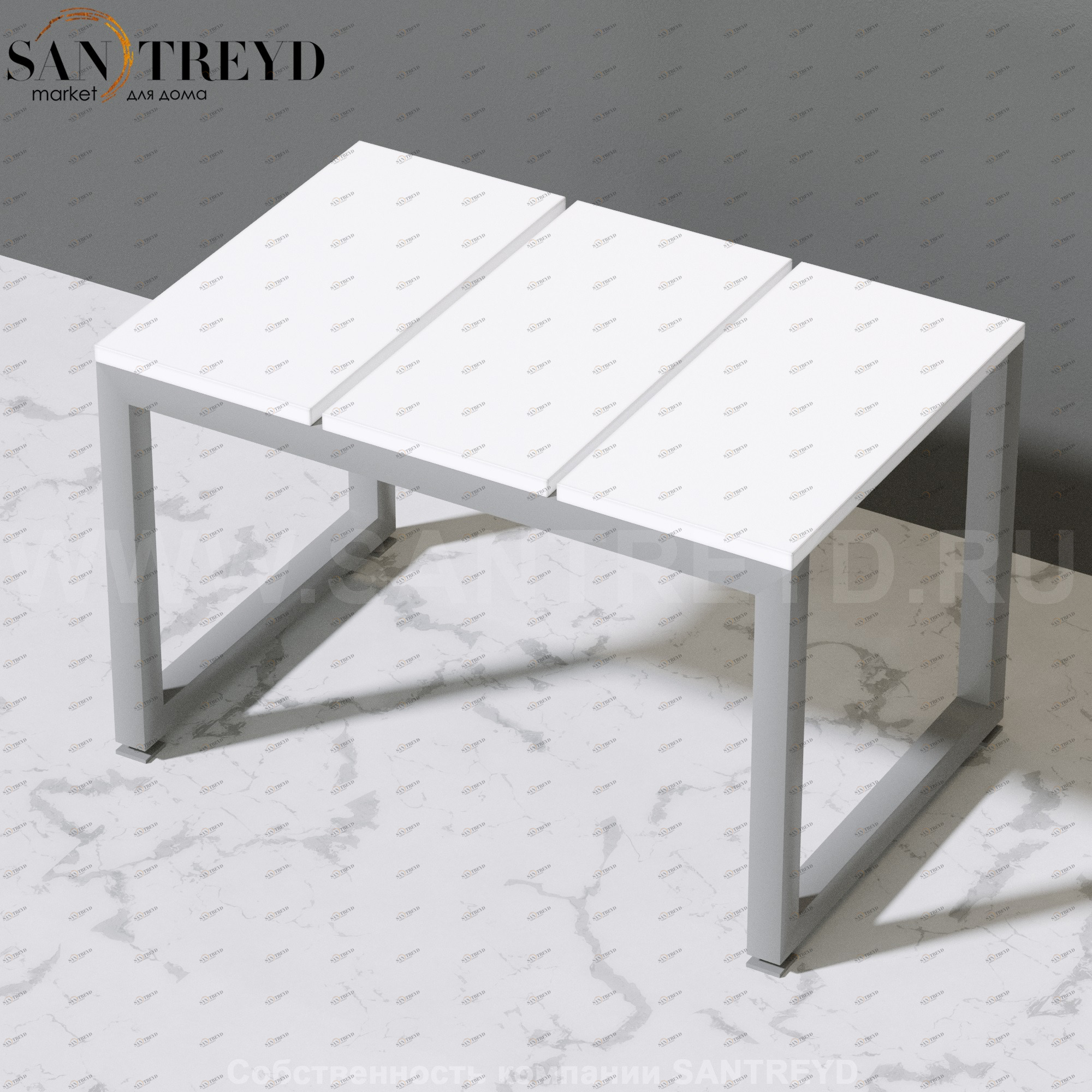 Effegibi LINEA ALU Скамейка 3 сегмент на регулирумых ножках белая HA65000035