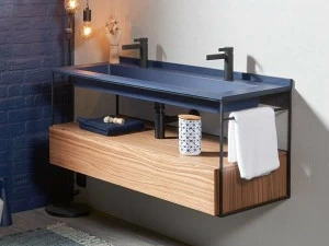 Acquabella Подвесная тумба под умывальник из акрона © и дерева Integra