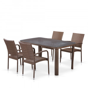 T51A/Y376-W773-150x85 4Pcs Brown Комплект плетеной мебели Afina