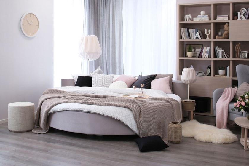 Heavens Круглая тканевая кровать с мягким изголовьем sun-id-1389395 - Вид №2