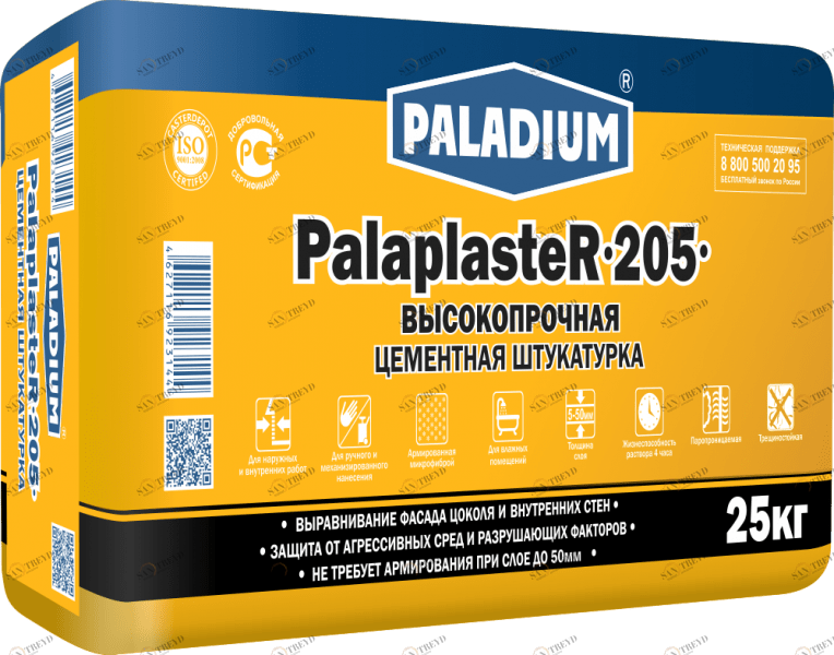 PL-205/25 Штукатурка цементная PalaplasteR-205, 25 кг Paladium 