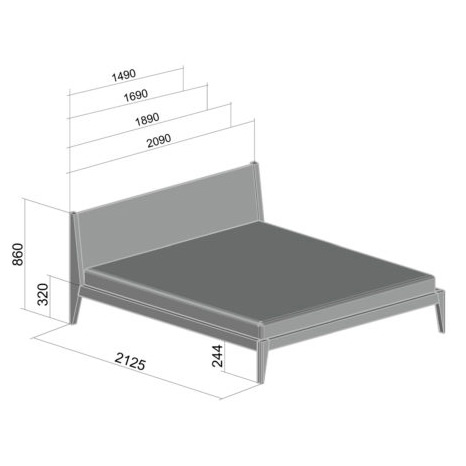 Кровать двуспальная 180х200 см серая с решеткой Fly BRAGIN DESIGN REPLACE 00-3862360 Серый  - Вид №1