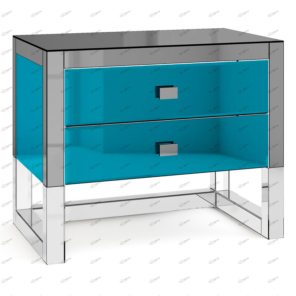 Тумбочка зеркальная синяя "Румми" мини GRAUM  304074 Зеркальный;синий 