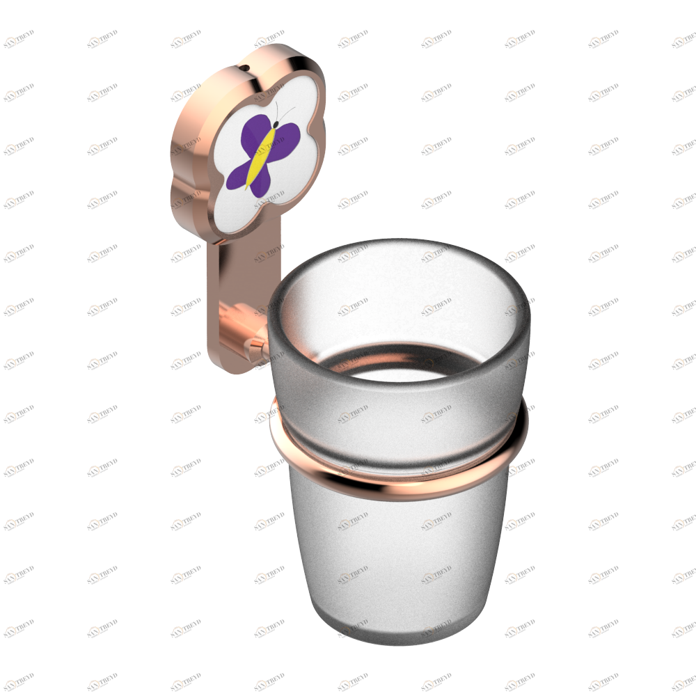 A7D-536 Стакан настенный для зубных щёток Thg-paris Capucine фиолетовый с золотым декором Розовое золото A7D-536 CAT.F