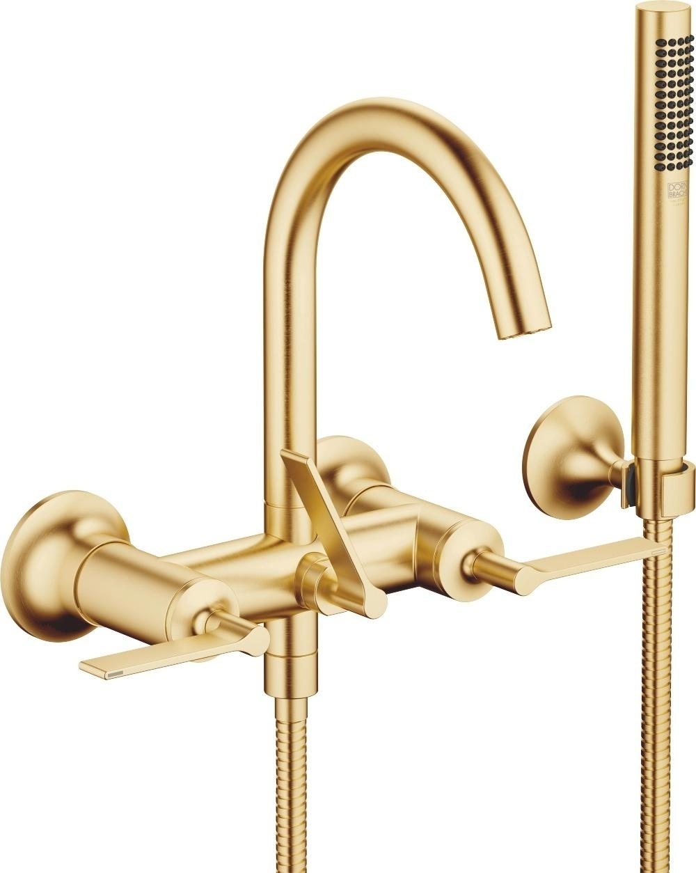 25133819-28 Смеситель для ванны для настенного монтажа с комплектом с душевым шлангом - латунь сатинированная Dornbracht VAIA