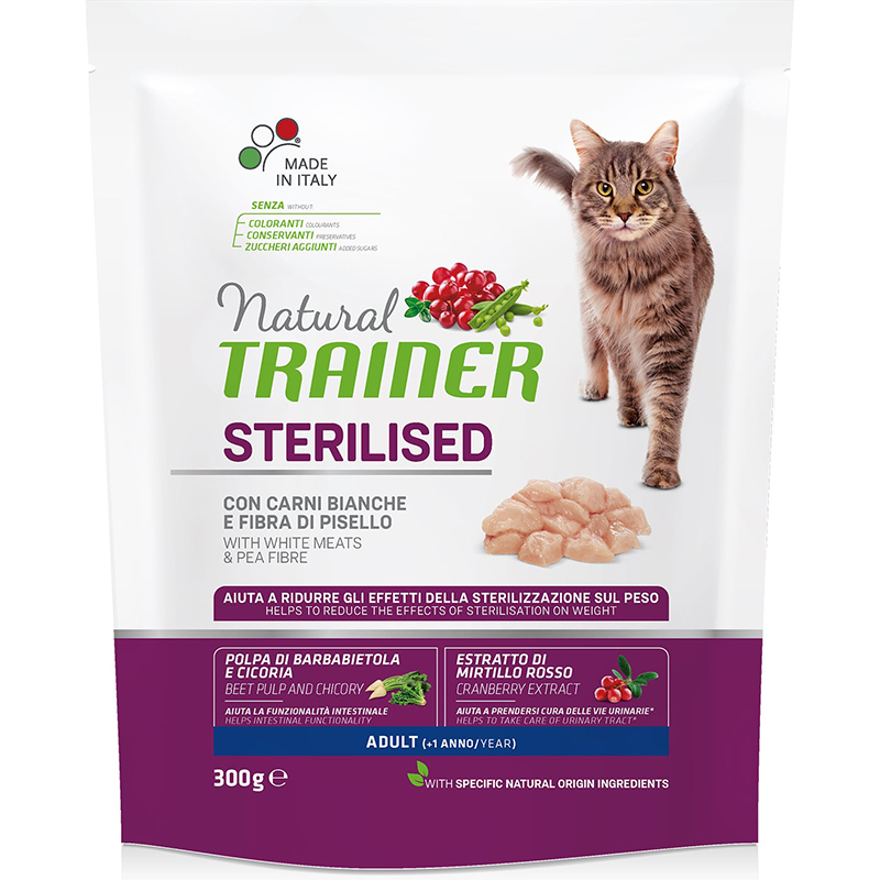ПР0033068 Корм для кошек TRAINER Natural Adult Sterilised для стерилизованных, со свежим белым мясом NATURAL TRAINER 