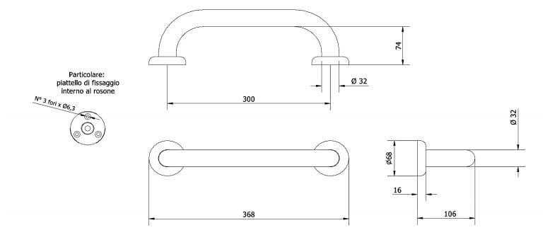 Фиксированная стальная ручка для ванной комнаты Thermomat Soft ARCH-00099384 - Вид №2